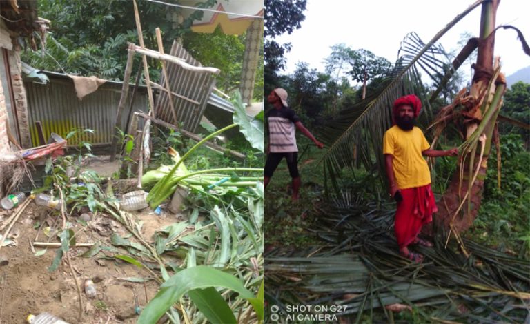 কাপ্তাই মা সীতা দেবী মন্দিরে বন্য হাতির আক্রমনে ক্ষতিগ্রস্ত রান্না ঘর ও বাগান