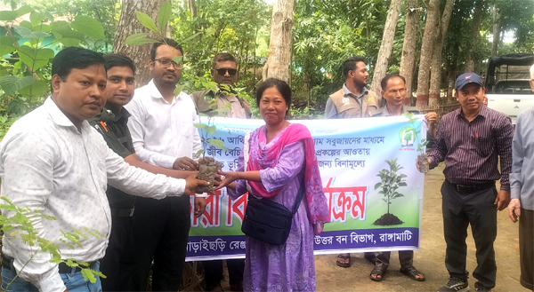 দীঘিনালার নাড়াইছড়িতে বন বিভাগের উদ্যোগে ২২ হাজার চারা বিতরন